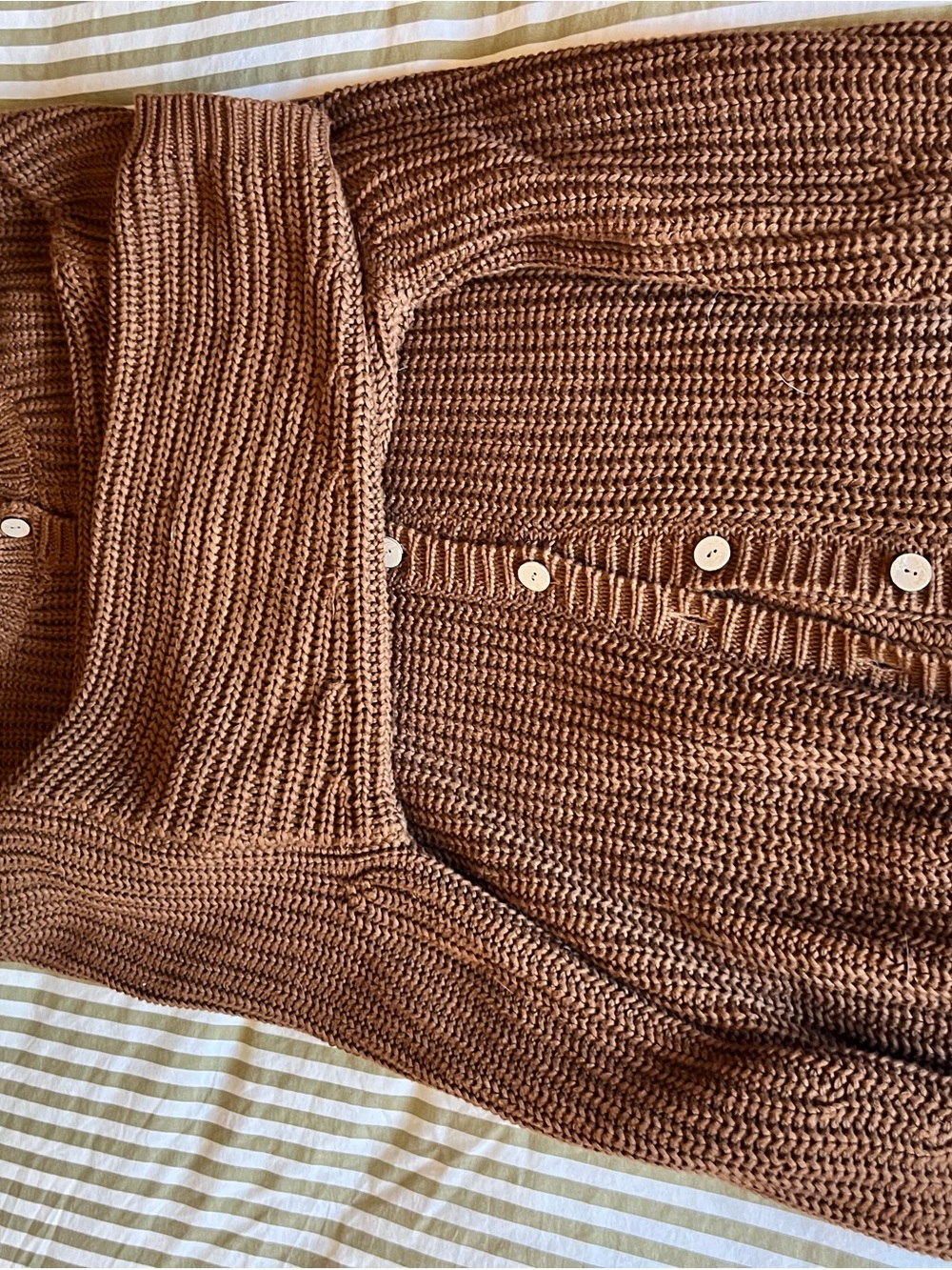 Cozy Ribbed Button-Front Cardigan in Warm Brown